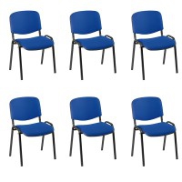 Pack de 6 cadeiras Iso com estrutura epoxy negra e estofado Baly (têxtil) em cor azul ou negro